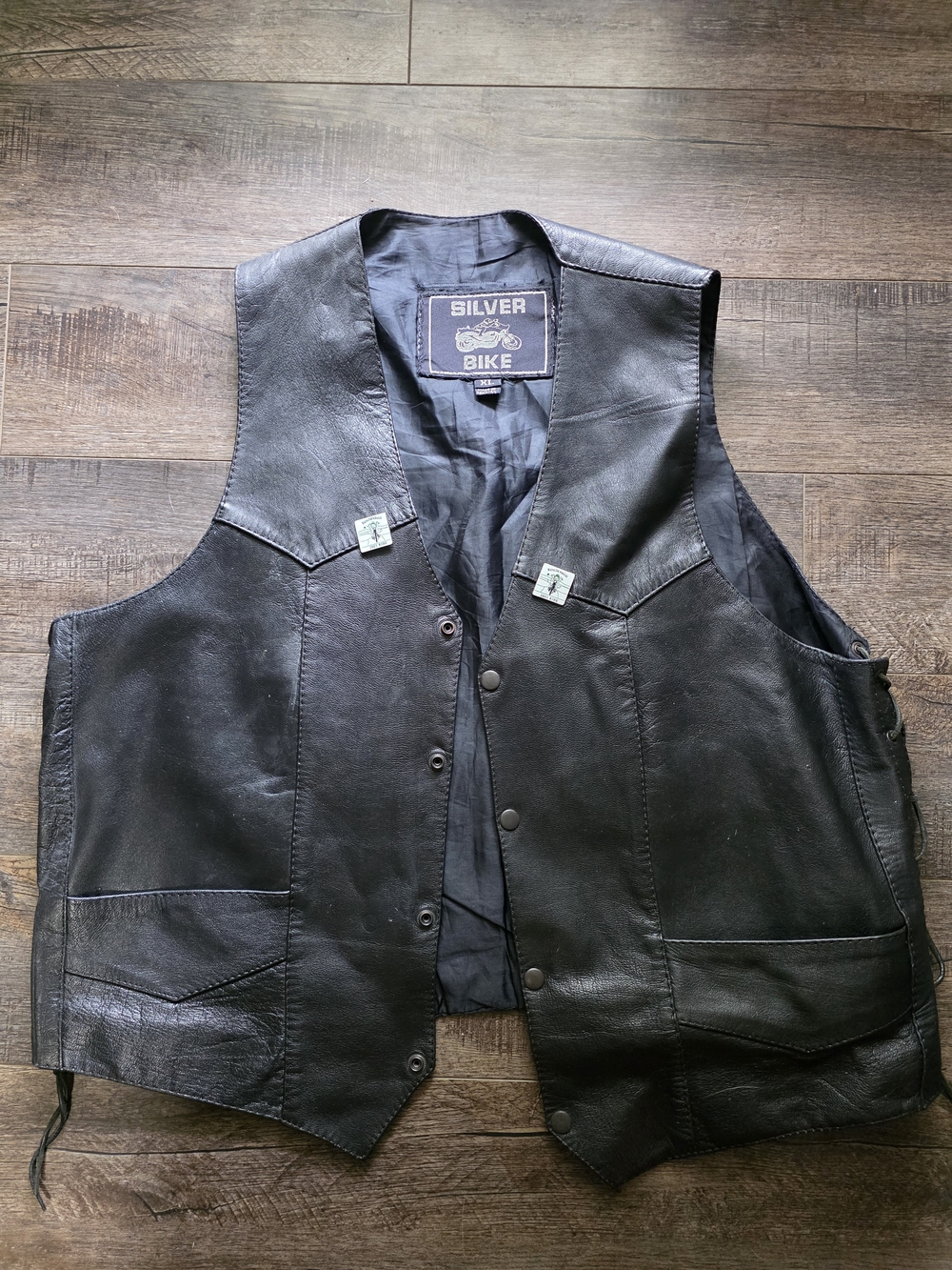 Silver Jeans Black Leather Biker Vest